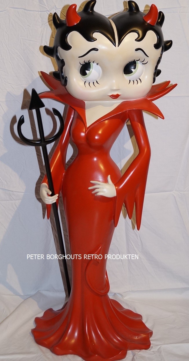 Beschietingen Tegenhanger Papa Betty Boop red Devil 96cm - Betty Boop Duivel - BB Decoratie beeld New  Boxed - https://www.supermariobross.nl