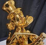 Scrooge Mc Duck with Champagne bottle Chromed Gold Replica Pop Art Sculpture 