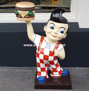 American Big Boy Hamburger Holding 3 Ft High Decoration - Bob's Big Boy Restaurant Advertising Sixties Style - New