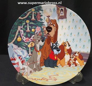 Lady and the Tramp Merry Christmas To All - Walt Disney Cartoon Comic Collector Plate Lady en de Vagabond Bord