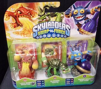 Skylanders Swap Force 3 Pack Lava Barf Eruptor Slobber Tooth Super Gulp Pop Fizz Action Figurines