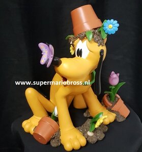 Pluto Bad Boy Walt Disney 30cm Big Figurine with Flowers and Butterfly New Boxed