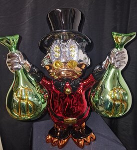 Scrooge with Money Bag Chromed Replica Pop Art Cartoon Sculpture Big Fig 60cm