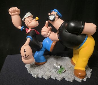Popeye Brutus Fighting Retired Cartoon Comic Resin Sculpture 19x27cm Boxed