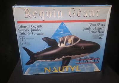 Kuifje  Red Rackham’s Treasure Opblaasbaar Giant Shark 205 cm Factory Sealed Box 1990