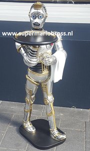 Android Robot Butler Ober Statue - 3 Cpo Look a Like Butler Polyester Dekoratie Restaurant Beeld 