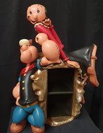 Popeye en Olive Cd holder - King Features Syndicate Popeye &amp; Olive on Spinach Cartoon Comic Figurine Can