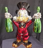 Scrooge with Bottles Chromed Replica PopArt Cartoon Comic Sculpture 40cm Statue