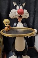 Sylvester &amp; Tweety Statue Butler Life Size Waiter Kelner Very Rare to Find Big Fig