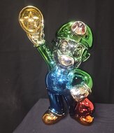 Mario with Gold Coin Pop Art Chromed Replica Sculpture figurine
