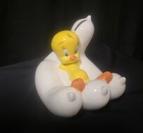 Tweety on Hand Coin Bank Spaarpot Warner Bros Rare Vintage 
