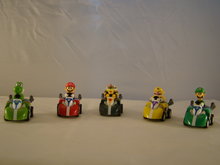 MARIO Pull Back Kart Figure - Setje van 5 Mario Race Figuren
