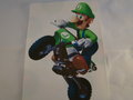 Strijkpatroon Luigi op Crossmotor,