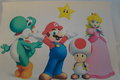 Strijkpatroon Mario, Princes,Yoshi en Toad