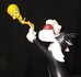 Sylvester Catching Tweety in the Air Warner Bros Looney Tunes resin Used Figur Limited